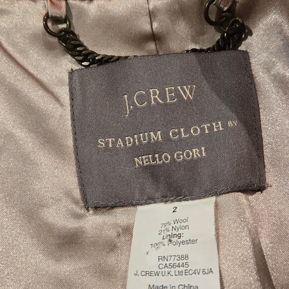 J. Crew Nello Gori Coral Stadium Cloth Wool Double-Breasted Trench Coat, Size 2 - Picture 6 of 8